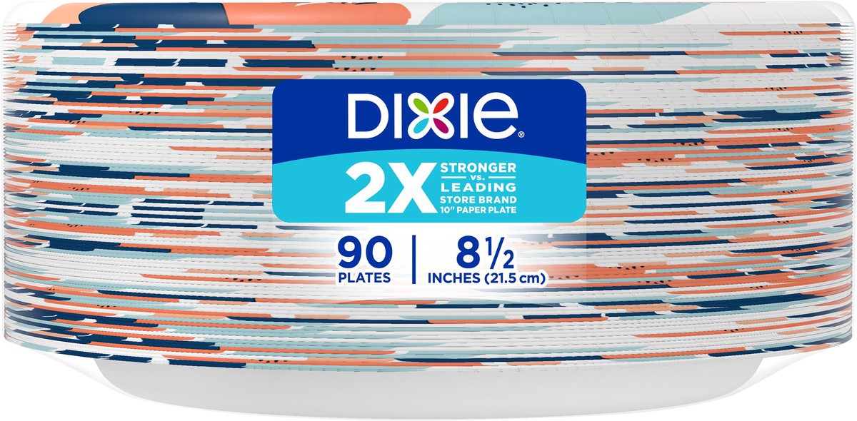 slide 3 of 4, Dixie Paper Plates, 8 1/2 inch, Dinner Size Printed Disposable Plate, 90 Count, 90 ct