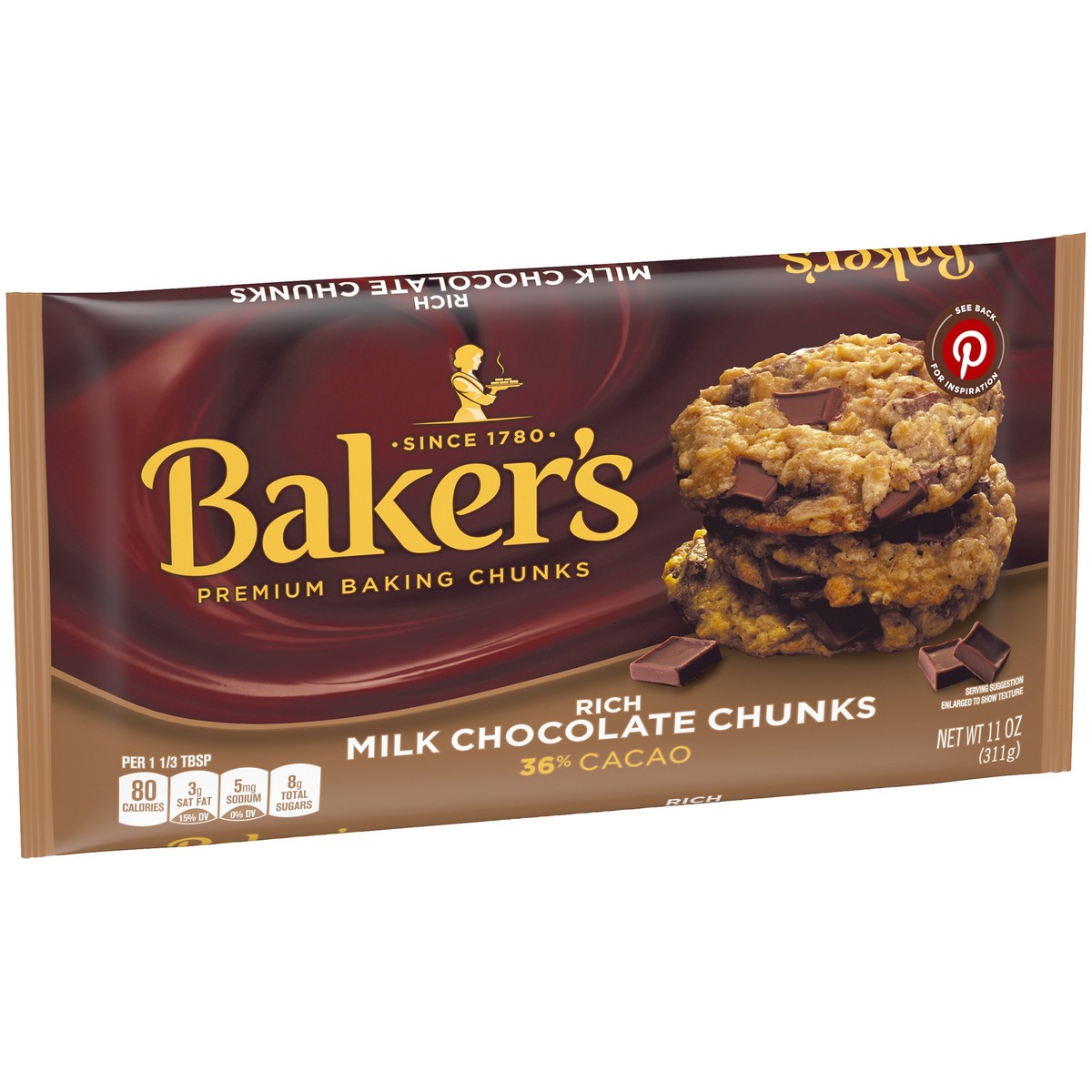 slide 7 of 12, Baker's Milk Chocolate Baking Chunks, 11 oz Bag, 11 oz