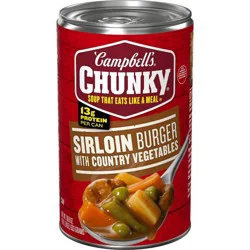 Campbell's Chunky Sirloin Burger With Country Vegetables Beef Soup, 18.8 oz Can