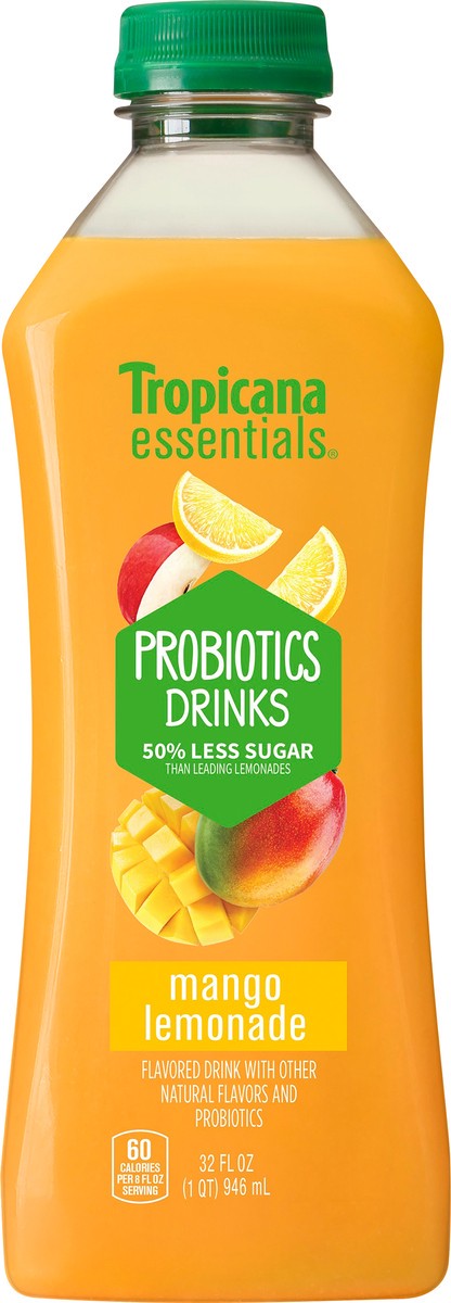 slide 2 of 8, Tropicana Essentials Probiotic Drinks Mango Lemonade - 32 oz, 32 oz