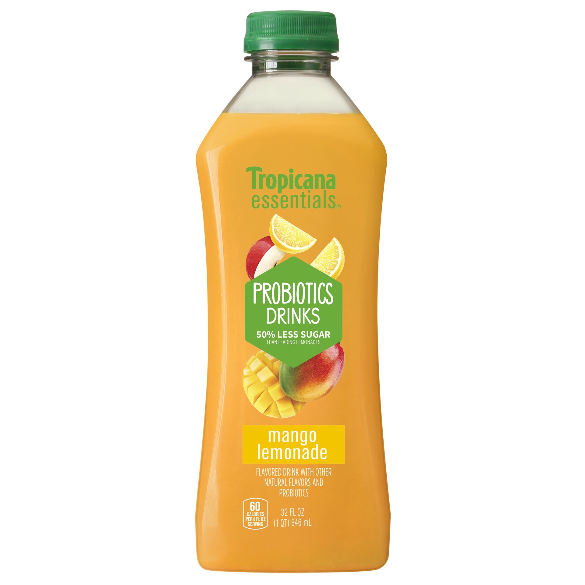 slide 1 of 8, Tropicana Essentials Probiotic Drinks Mango Lemonade - 32 oz, 32 oz