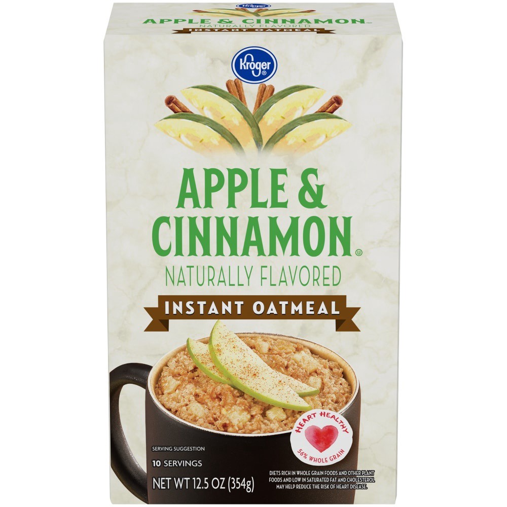 slide 1 of 5, Kroger Apples & Cinnamon Instant Oatmeal, 10 ct; 1.25 oz