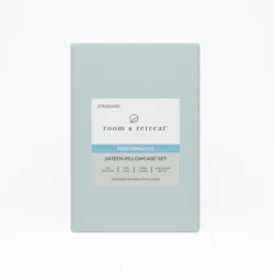 ROOM & RETREAT RR 400 Thread Counts Pillowcase, Standard, Set of 2, Pale Blue