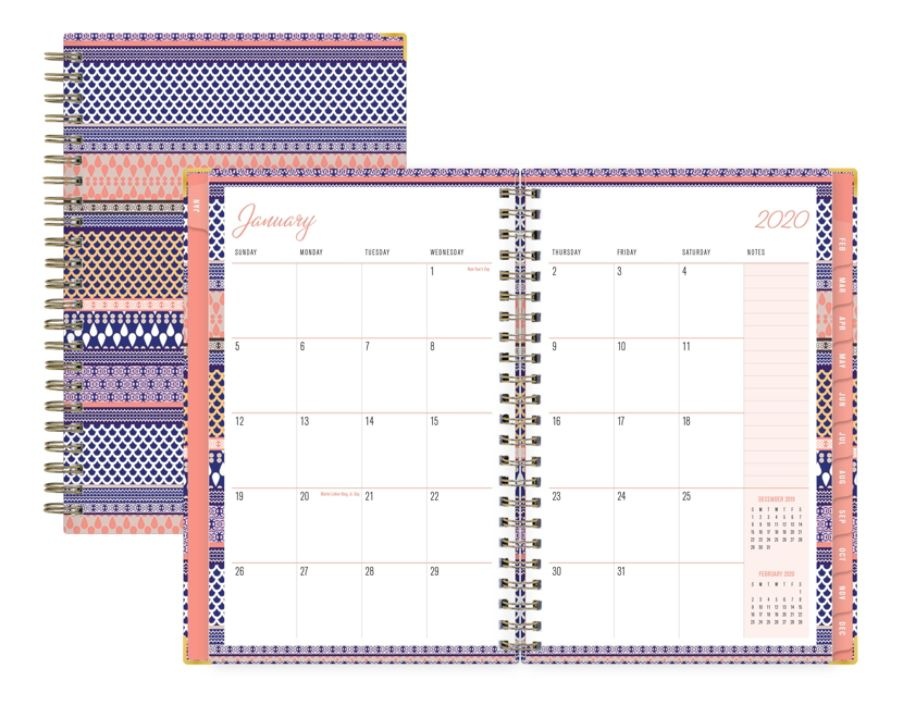 slide 2 of 4, Blue Sky Trina Turk Weekly/Monthly Wirebound Planner, 5'' X 8'', El Camino Real Stripe, January To December 2020, 117506, 1 ct