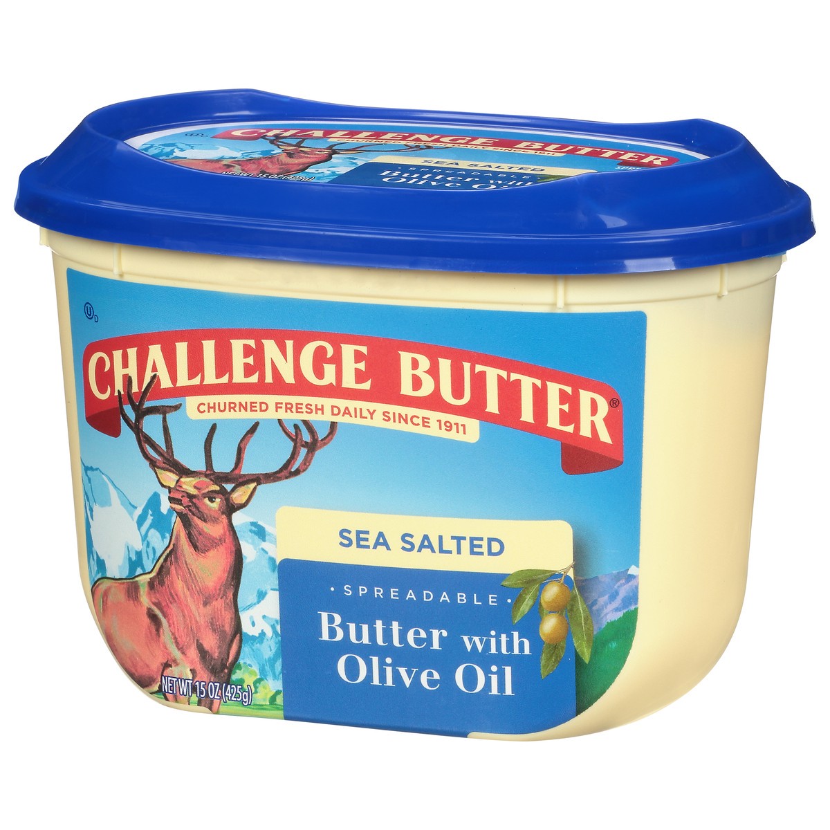 slide 3 of 9, Challenge Dairy Spreadable Sea Salted Butter with Olive Oil 15 oz, 