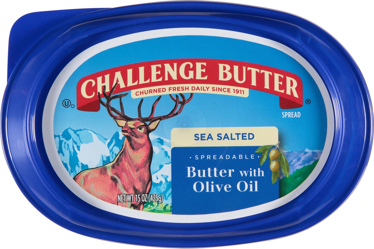 slide 9 of 9, Challenge Dairy Spreadable Sea Salted Butter with Olive Oil 15 oz, 