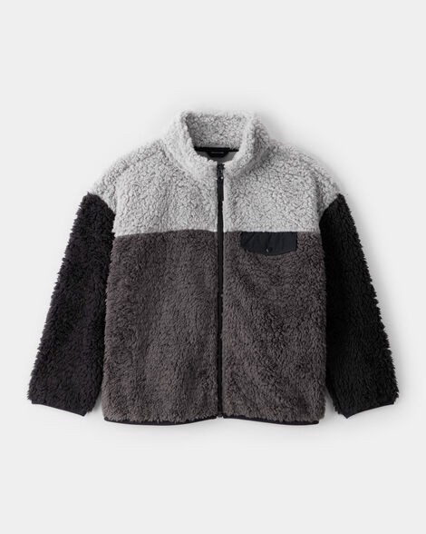 slide 1 of 2, Carter's Boys Long-Sleeve Zip-Up Jacket - Grey/Black Grey/Black 8, 1 ct