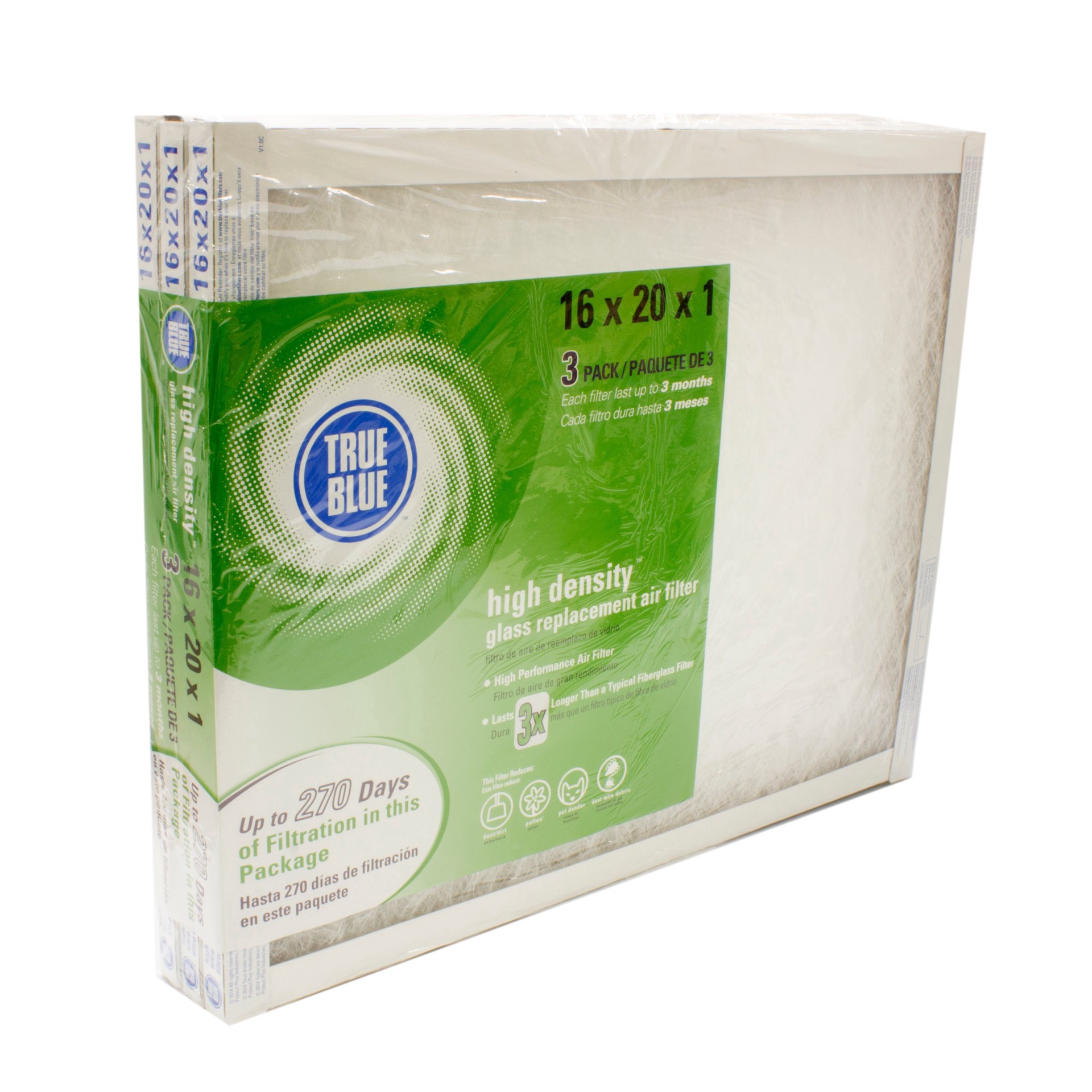 slide 1 of 1, True Blue Home Air Filters, 3 ct; 16 in x 20 in x 1 in