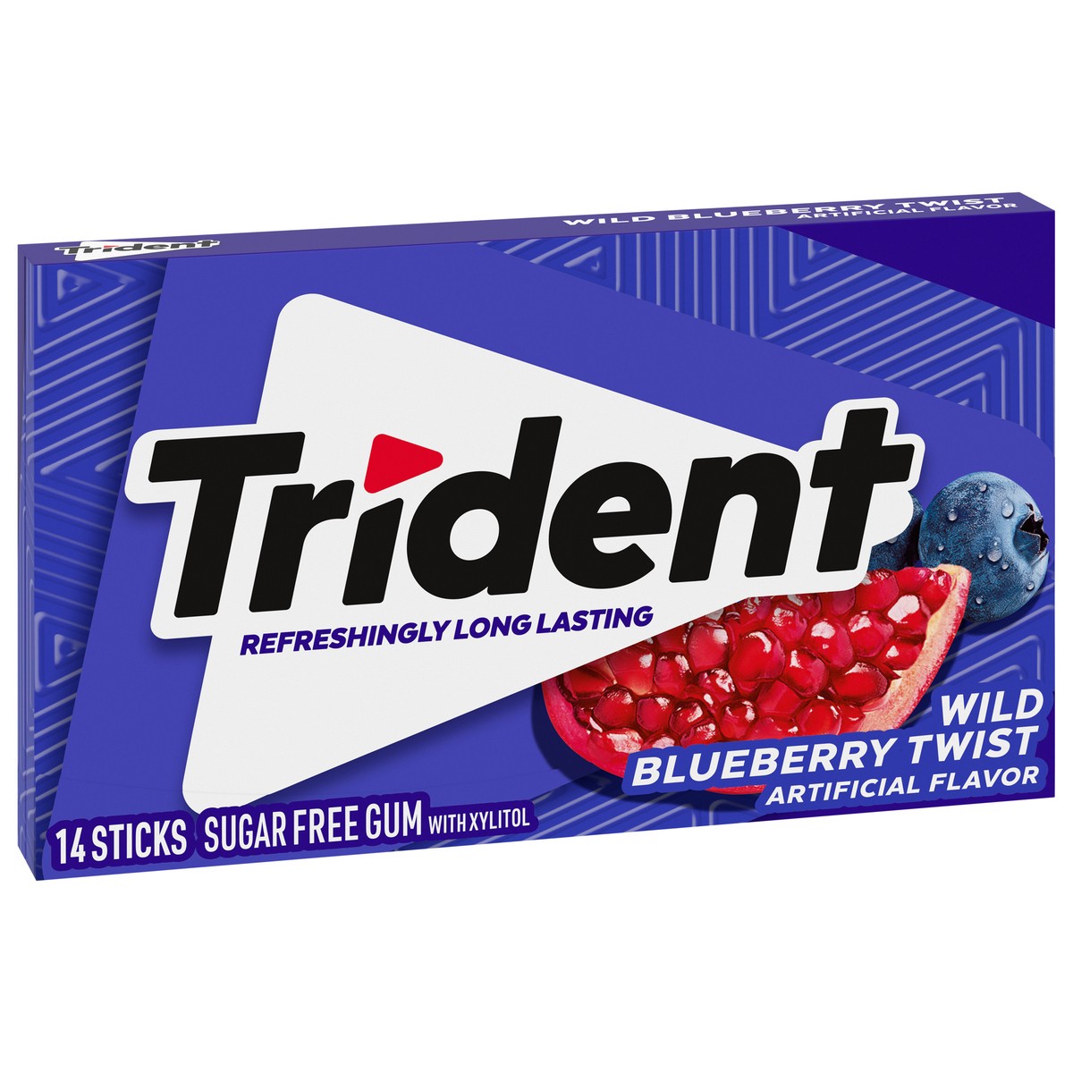 slide 6 of 9, Trident Wild Blueberry Twist Sugar Free Gum, Made with Xylitol, 14 Piece Pack, 0.06 lb