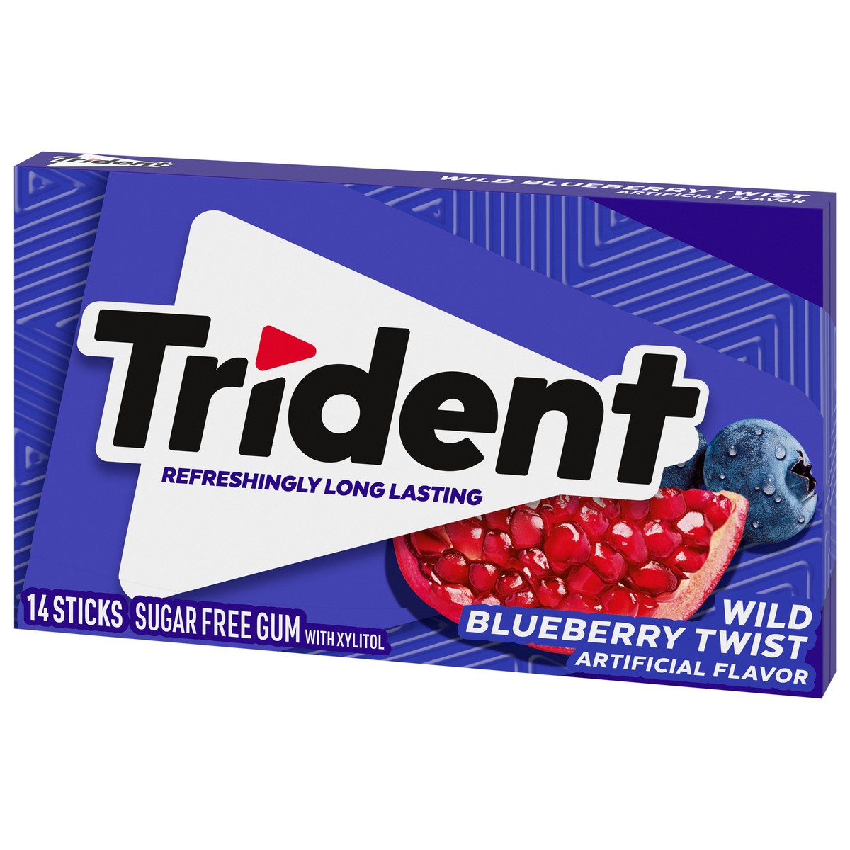 slide 3 of 9, Trident Wild Blueberry Twist Sugar Free Gum, Made with Xylitol, 14 Piece Pack, 0.06 lb