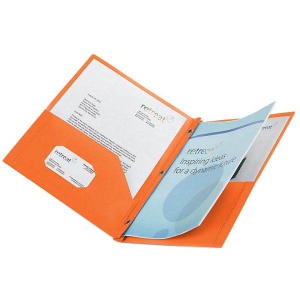 slide 2 of 4, Office Depot Brand 2-Pocket School-Grade Poly Folder With Prongs, Letter Size, Orange, 1 ct