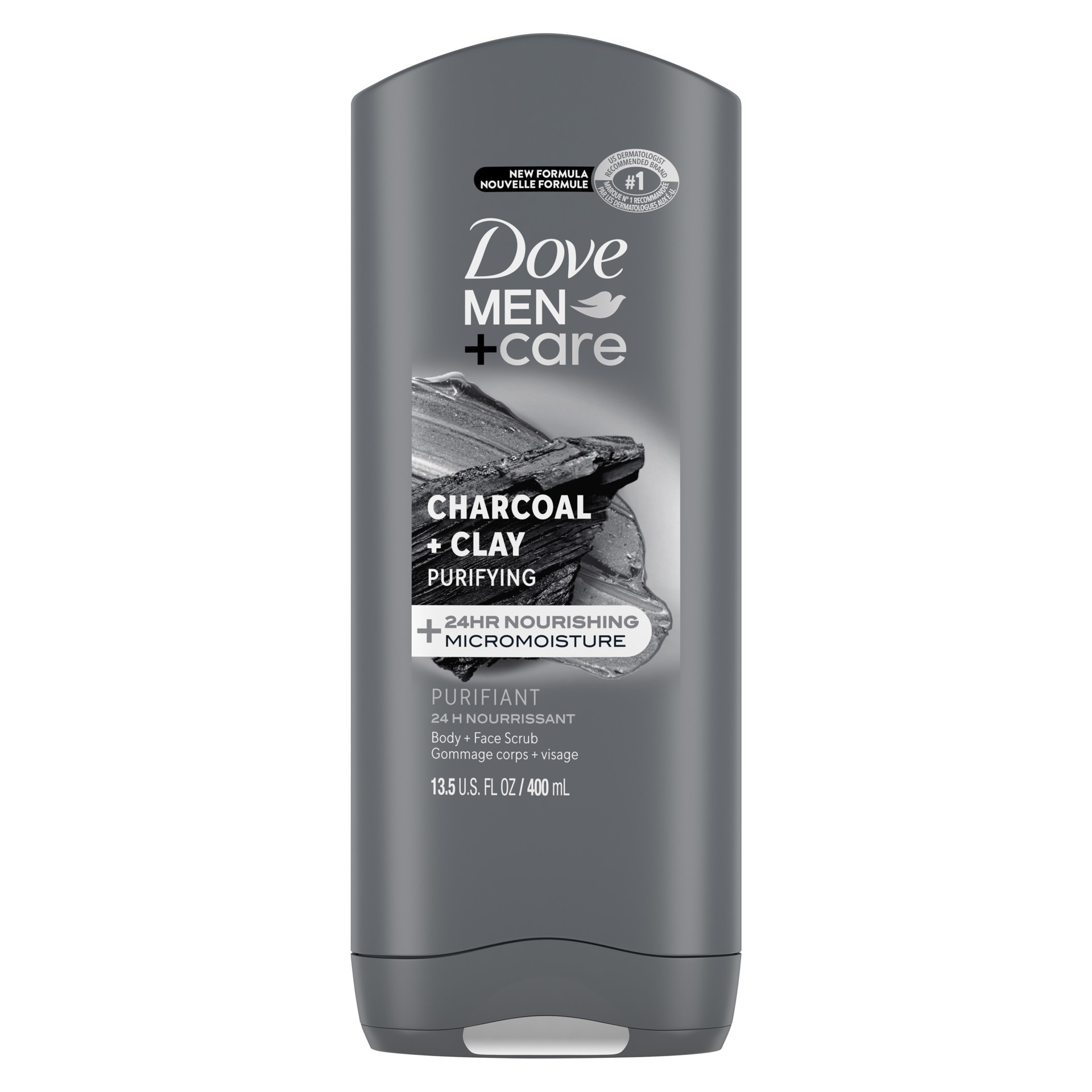 slide 1 of 7, Dove Purifying Charcoal + Clay Body and Face Wash, 13.5 oz, 13.5 oz