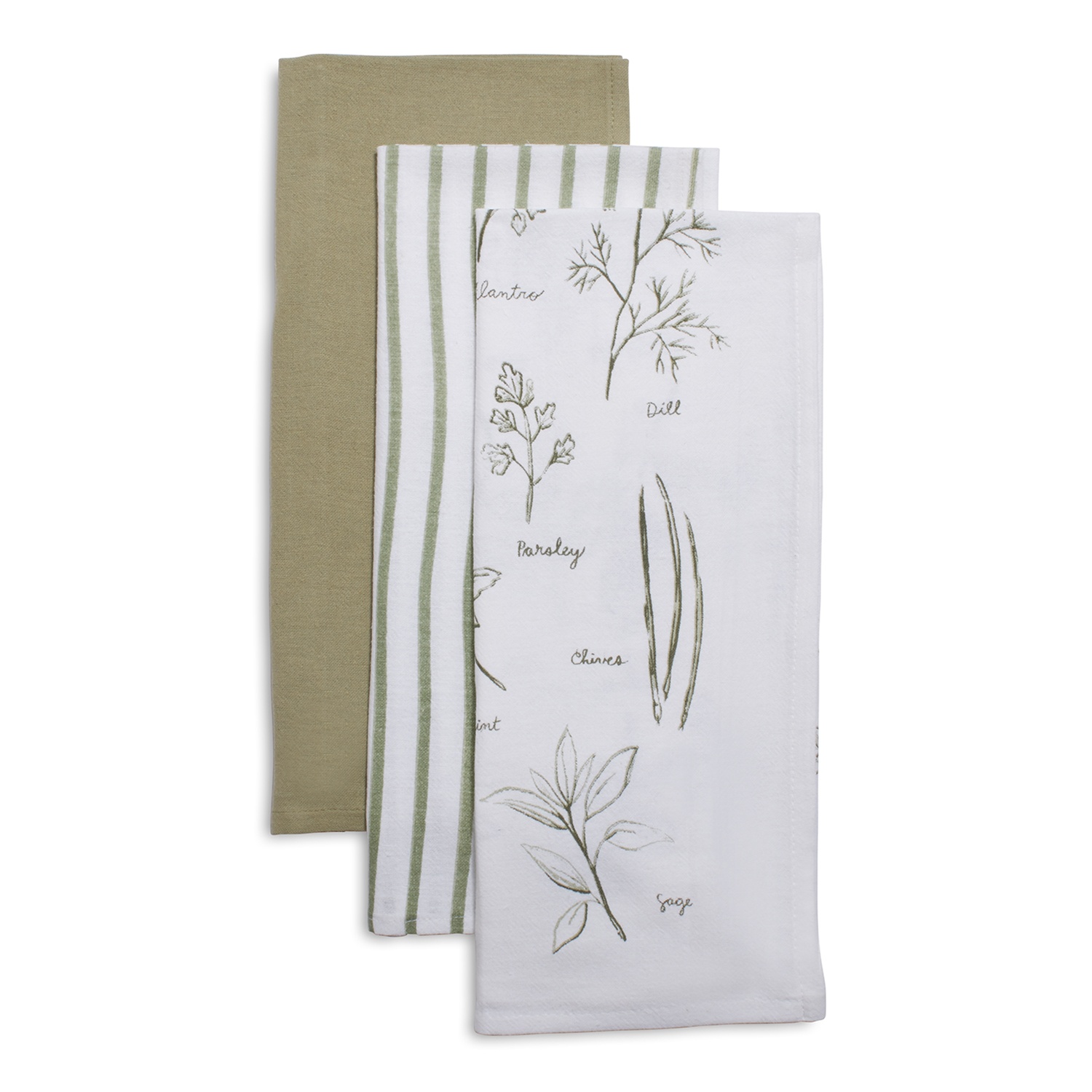 slide 1 of 1, Sur La Table Flour Sack Kitchen Towels, Green, 3 ct