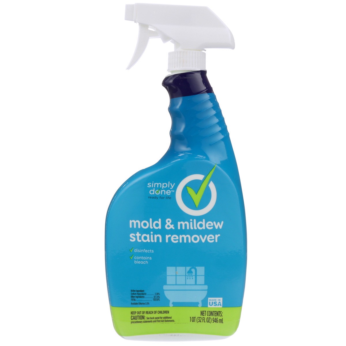 slide 4 of 10, Simply Done Mold & Mildew Stain Remover, 1 qt