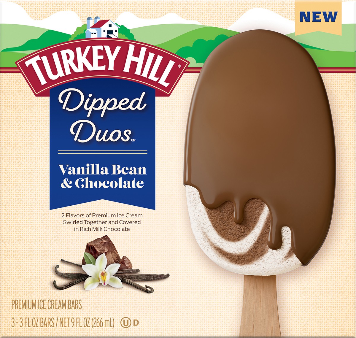 slide 6 of 9, Turkey Hill® Dipped Duos™ ice cream bars, vanilla bean and chocolate, 9 fl oz