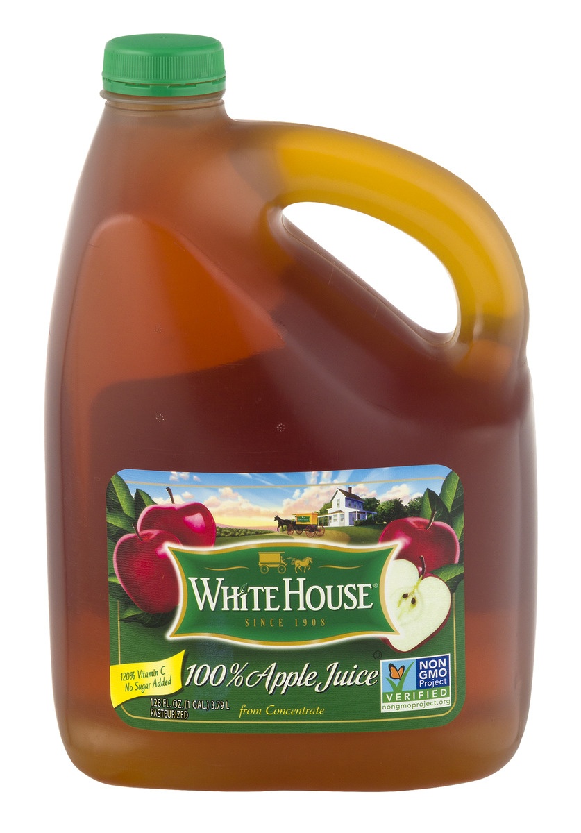 slide 1 of 1, White House 100% Apple Juice - 128 oz, 128 oz