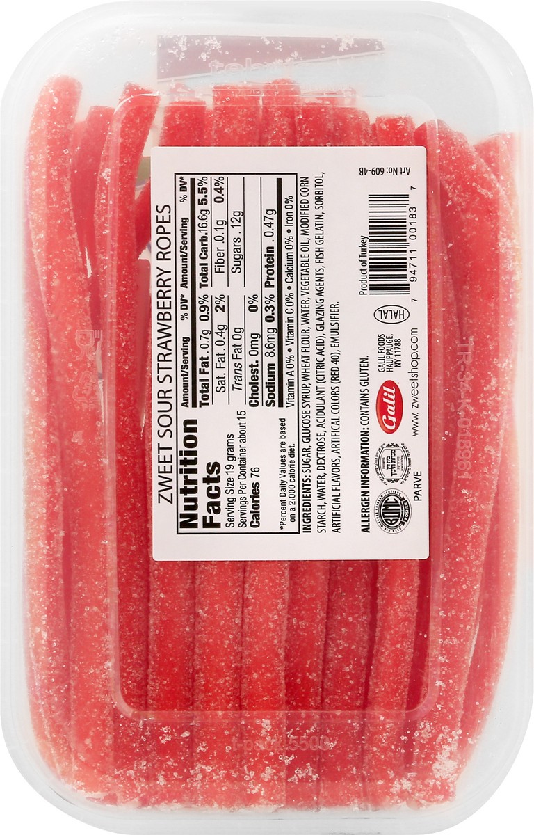 slide 11 of 13, Zweet Filled Strawberry Sour Ropes 10 oz, 10 oz