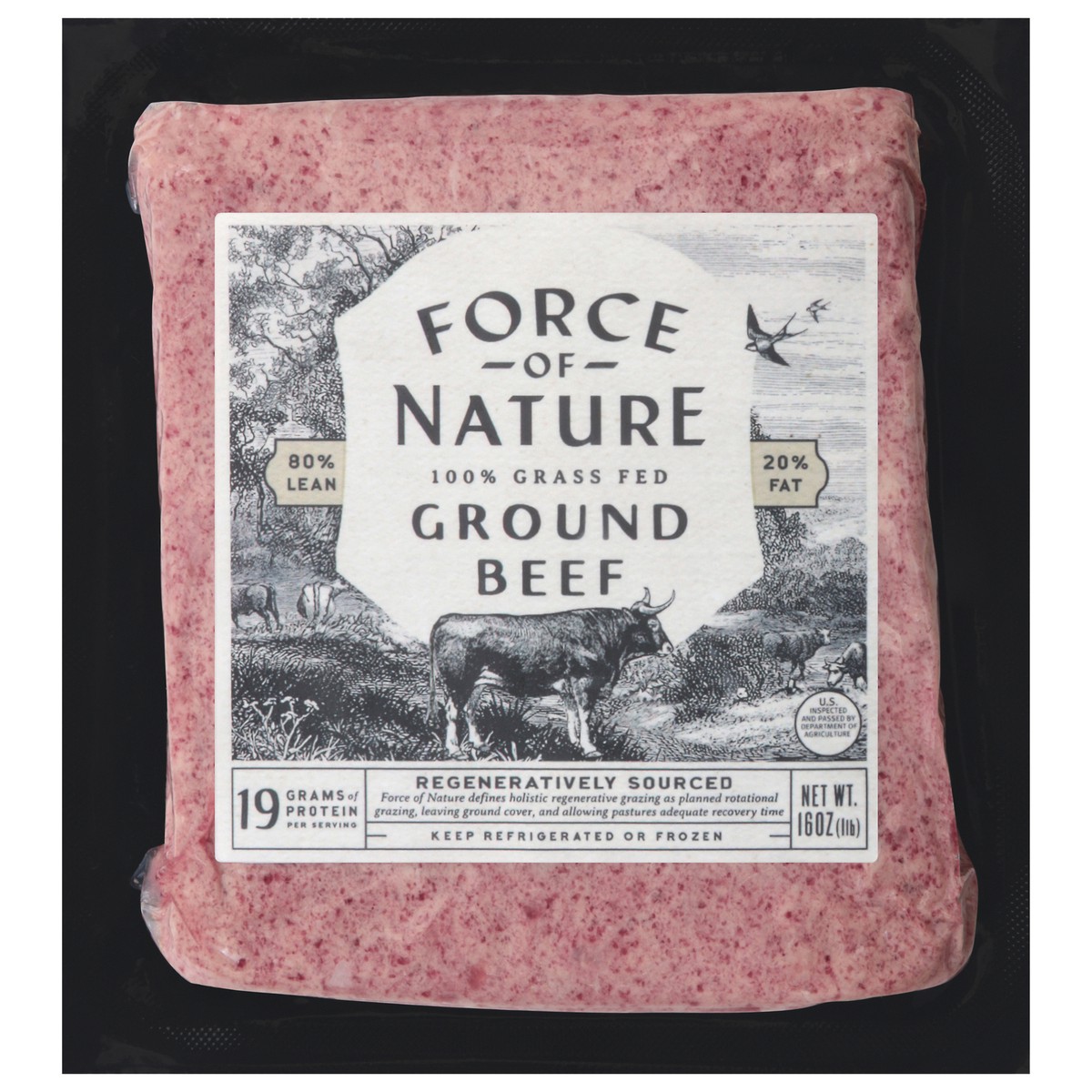 slide 1 of 15, Force of Nature 80%/20% Ground Beef 16 oz, 16 oz