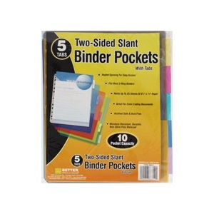 slide 1 of 1, Caliber Poly Slant Two-Sided Binder Pockets With Tabs, 5 ct