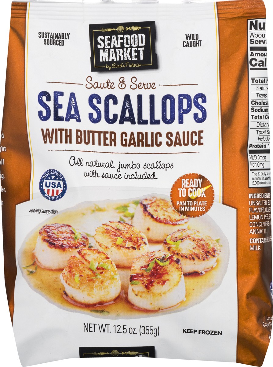 slide 12 of 13, Seafood Market with Butter Garlic Sauce Sea Scallops 12.5 oz, 12.5 oz