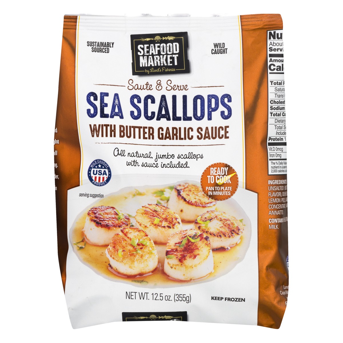 slide 6 of 13, Seafood Market with Butter Garlic Sauce Sea Scallops 12.5 oz, 12.5 oz