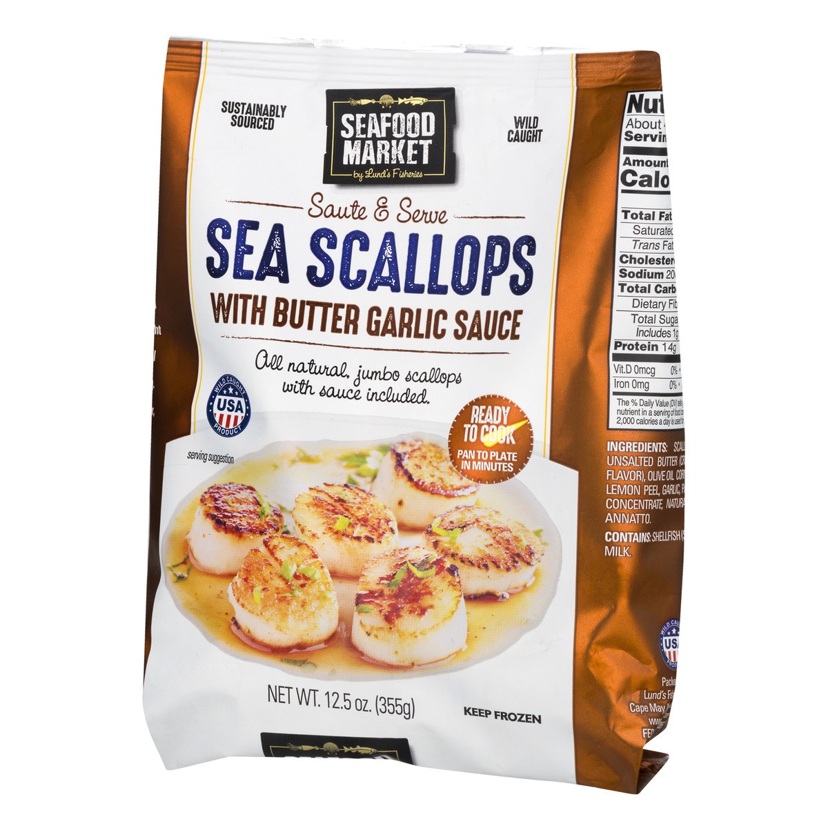 slide 6 of 13, Seafood Market with Butter Garlic Sauce Sea Scallops 12.5 oz, 12.5 oz