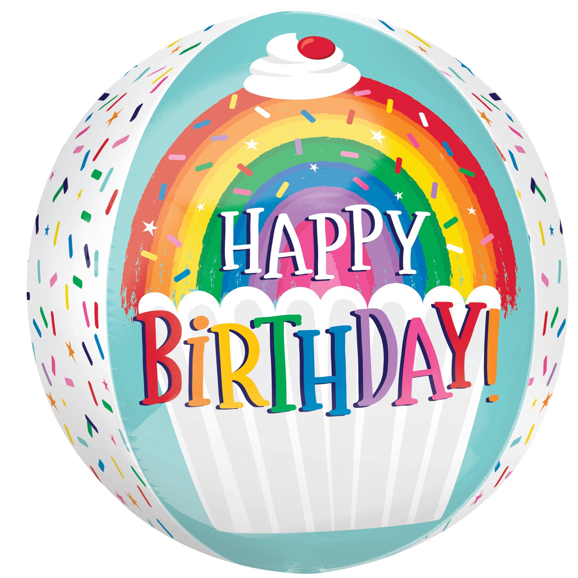slide 3 of 3, Anagram Inflated Orbz Xl Rainbow Sprinkles Birthday Foil Balloon, 