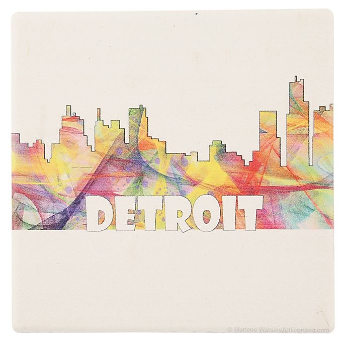 slide 1 of 1, Thirstystone Dolomite Detroit Skyline Single Square Coaster, 1 ct