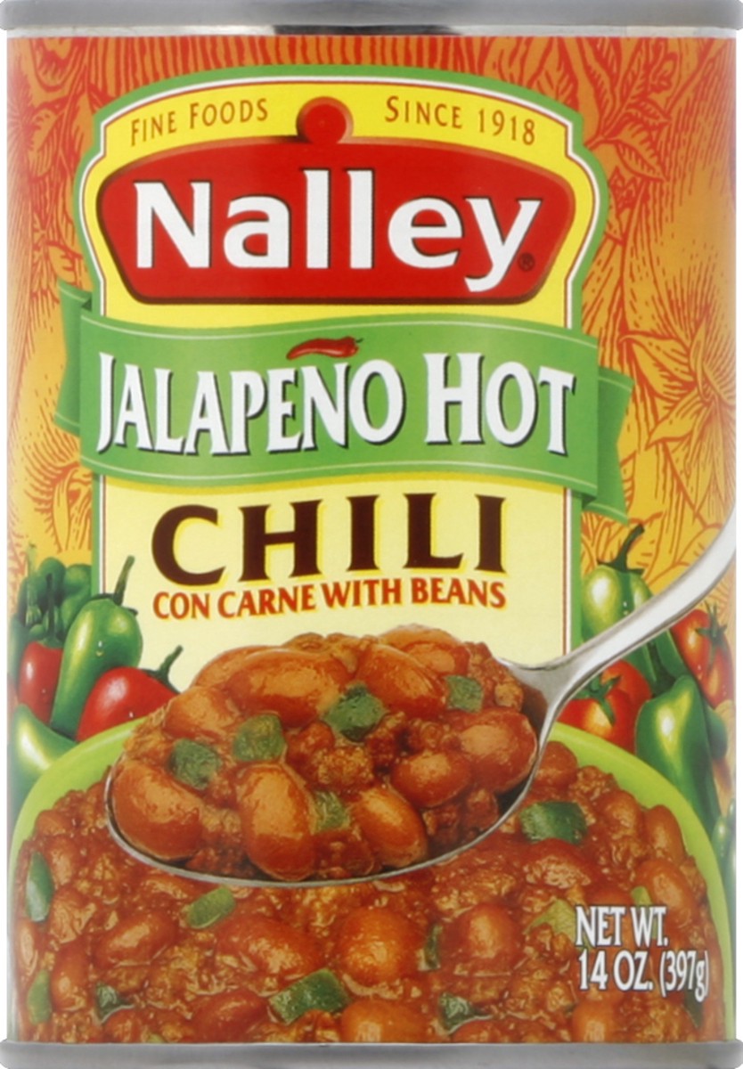 slide 2 of 3, Nalley Jalapeno Hot Chili Con Carne With Beans, 14 oz., 14 oz