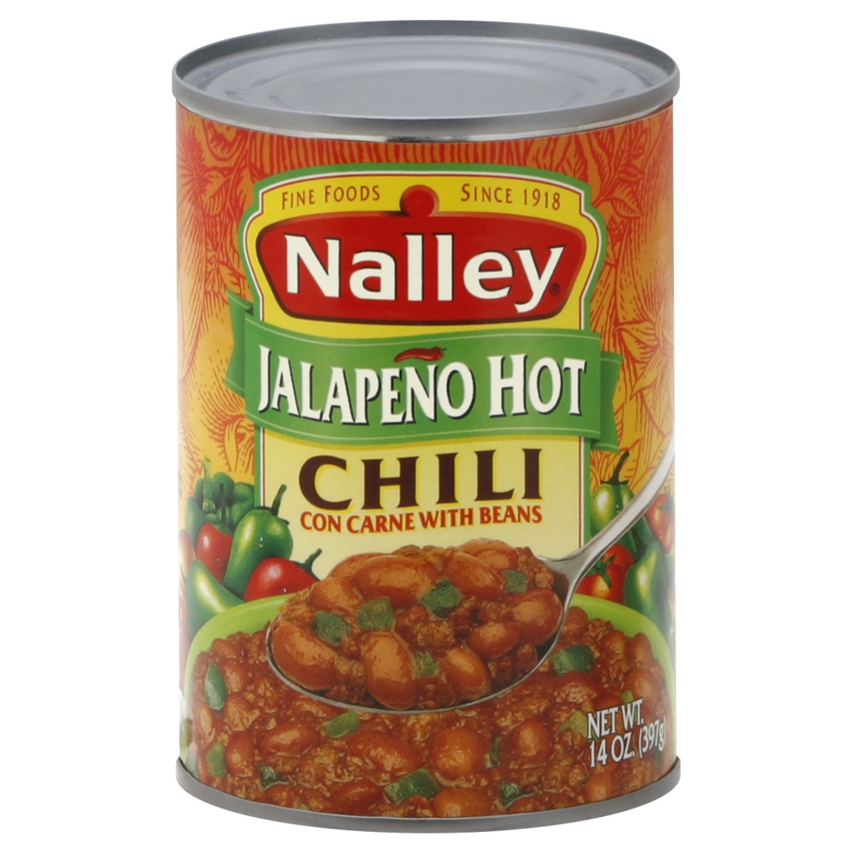 slide 3 of 3, Nalley Jalapeno Hot Chili Con Carne With Beans, 14 oz., 14 oz