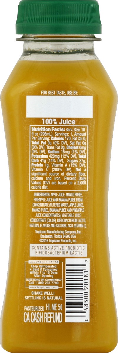 slide 6 of 6, Tropicana Essentials Probiotics Juice Blend Pineapple Mango Flavored 10 Fl Oz Bottle, 10 fl oz