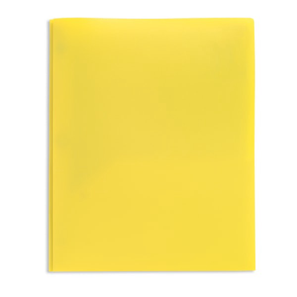 slide 1 of 4, Office Depot Brand 2-Pocket School-Grade Poly Folder With Prongs, Letter Size, Yellow, 1 ct