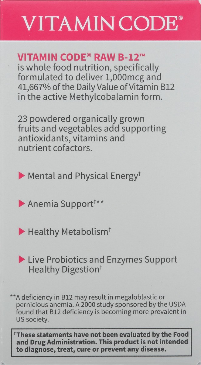 slide 7 of 9, Vitamin Code Raw B12 Vegan Capsules 30 ea Box, 30 ct