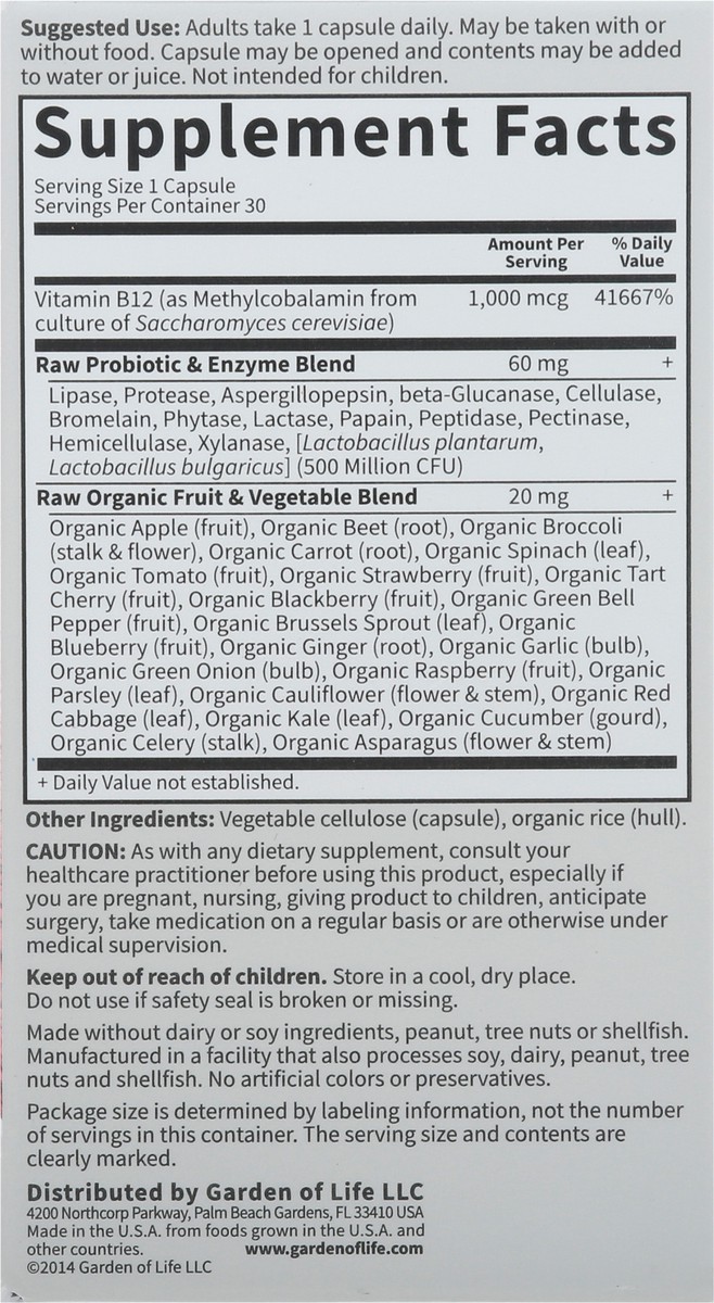 slide 8 of 9, Vitamin Code Raw B12 Vegan Capsules 30 ea Box, 30 ct
