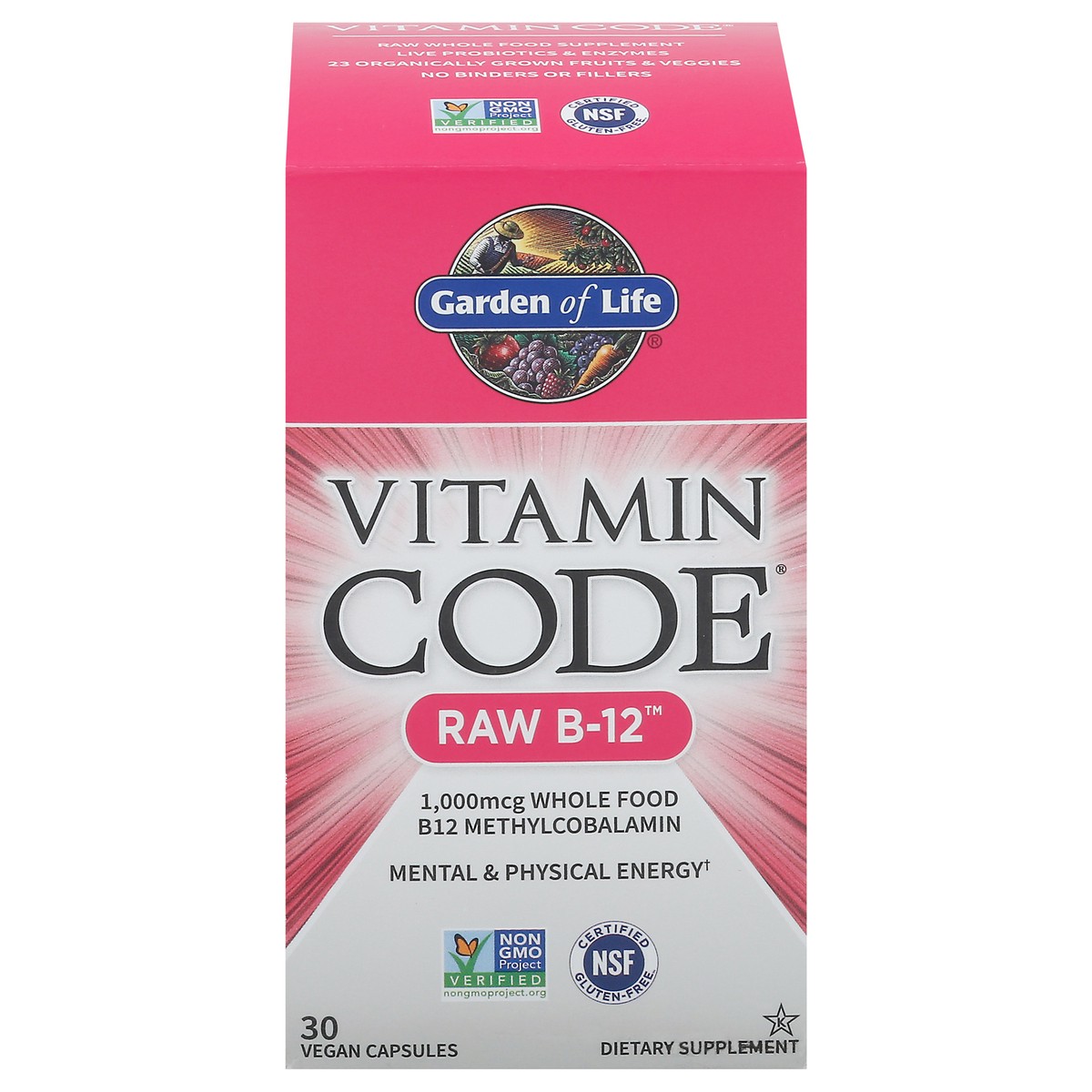 slide 1 of 9, Vitamin Code Raw B12 Vegan Capsules 30 ea Box, 30 ct