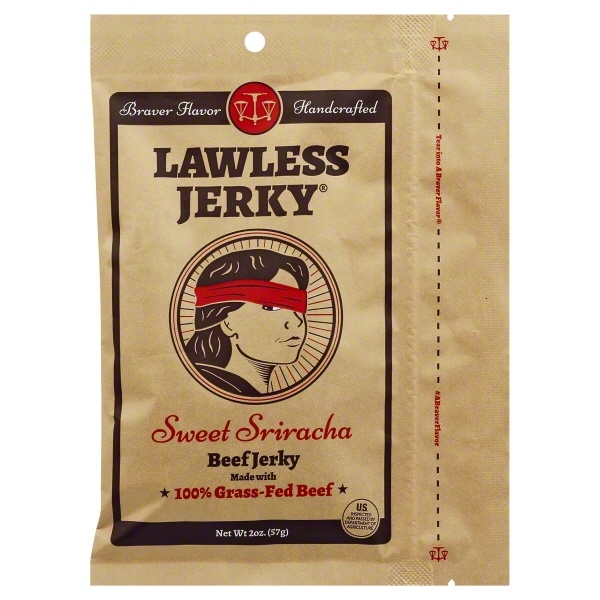 slide 1 of 1, Lawless Jerky Sweet Sriracha Beef Jerky, 2 oz