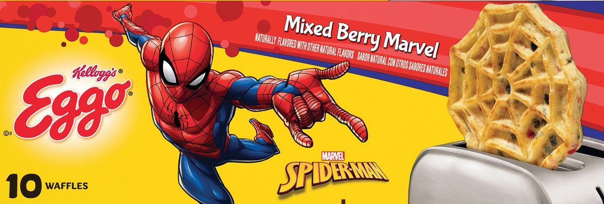 slide 7 of 10, Kellogg's Eggo, Marvel's Spider-Man Mixed Berry Marvel Frozen Waffles, 10 ct; 12.3 oz