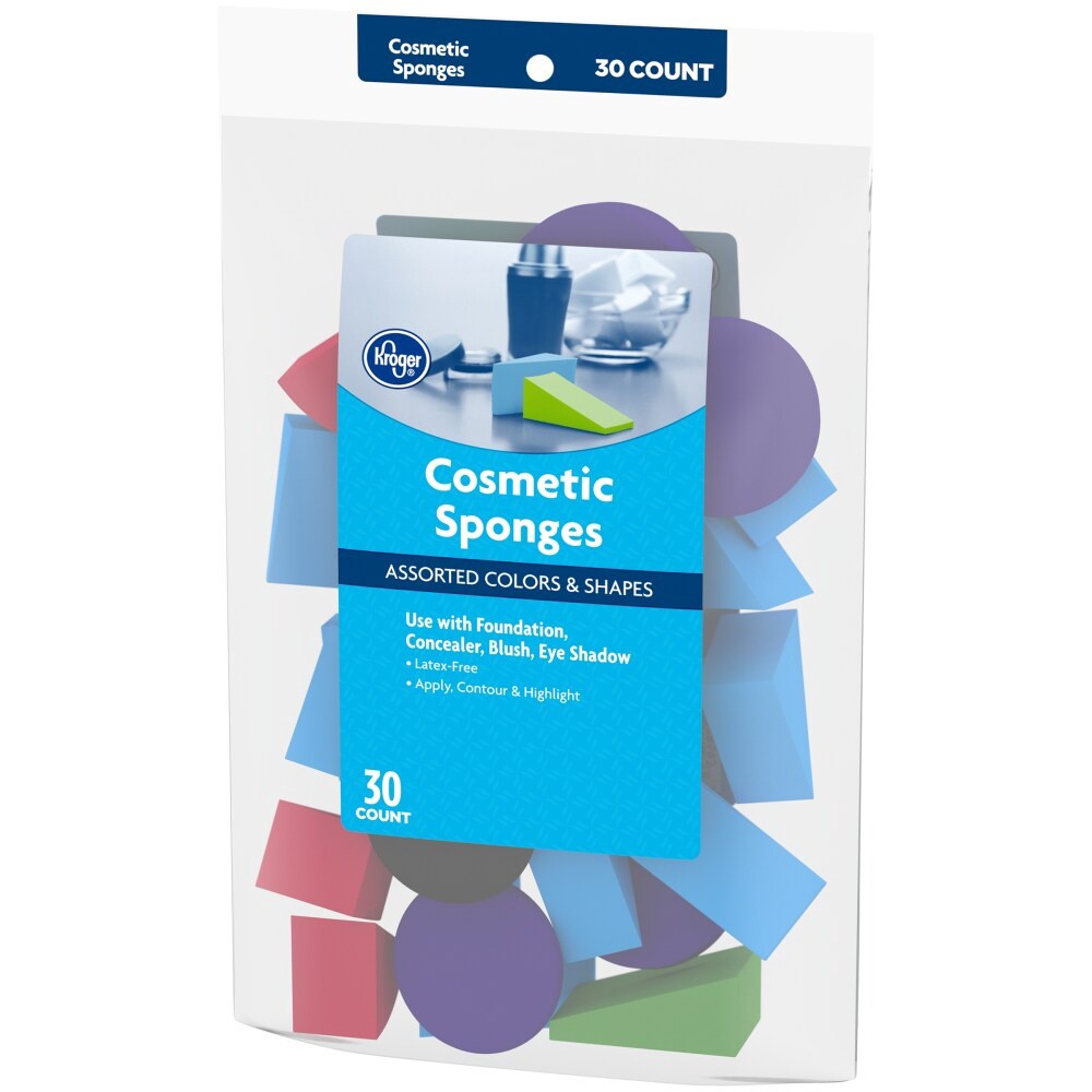 slide 1 of 6, Kroger Assorted Colors & Shapes Cosmetic Sponges, 30 ct