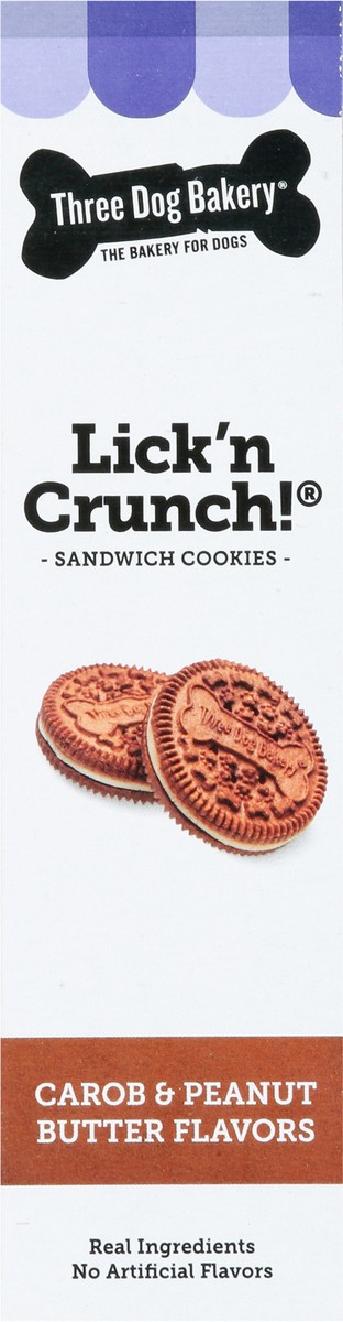 slide 13 of 15, Three Dog Bakery Lick''n Crunch! Sandwich Cookies Carob & Peanut Butter Flavors Treats for Dogs 13 oz, 13 oz