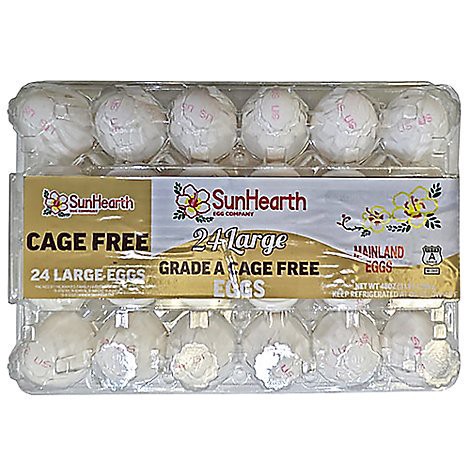 slide 1 of 1, Sunhearth Cage Free White Large Eggs - 24 Count, 24 ct