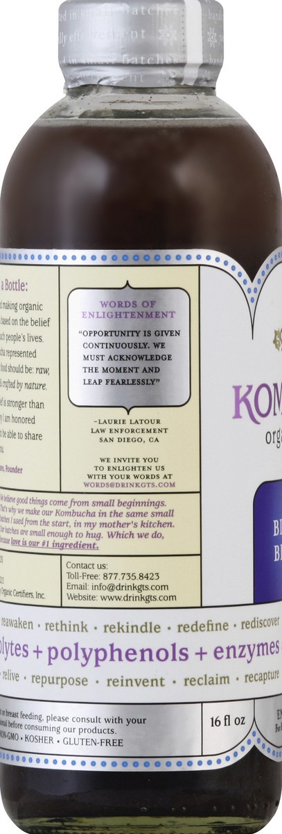 slide 4 of 4, GT's Bilberry Organic Kombucha - 16.2 fl oz, 16.2 fl oz