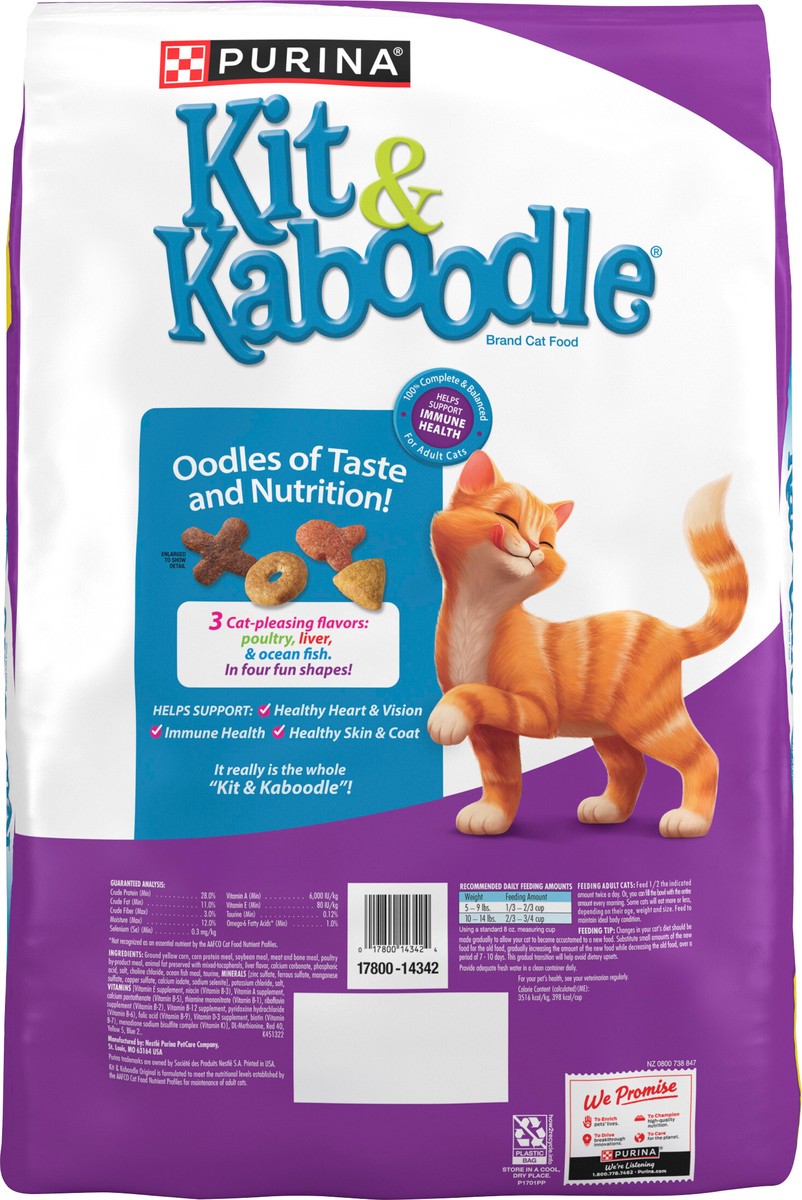 slide 7 of 8, Kit & Kaboodle Purina Kit and Kaboodle Dry Cat Food Original Poultry, Liver and Ocean Fish Flavors, 22 lb