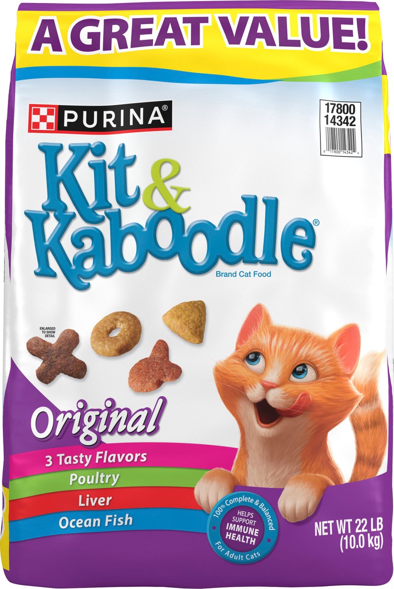 slide 2 of 8, Kit & Kaboodle Purina Kit and Kaboodle Dry Cat Food Original Poultry, Liver and Ocean Fish Flavors, 22 lb