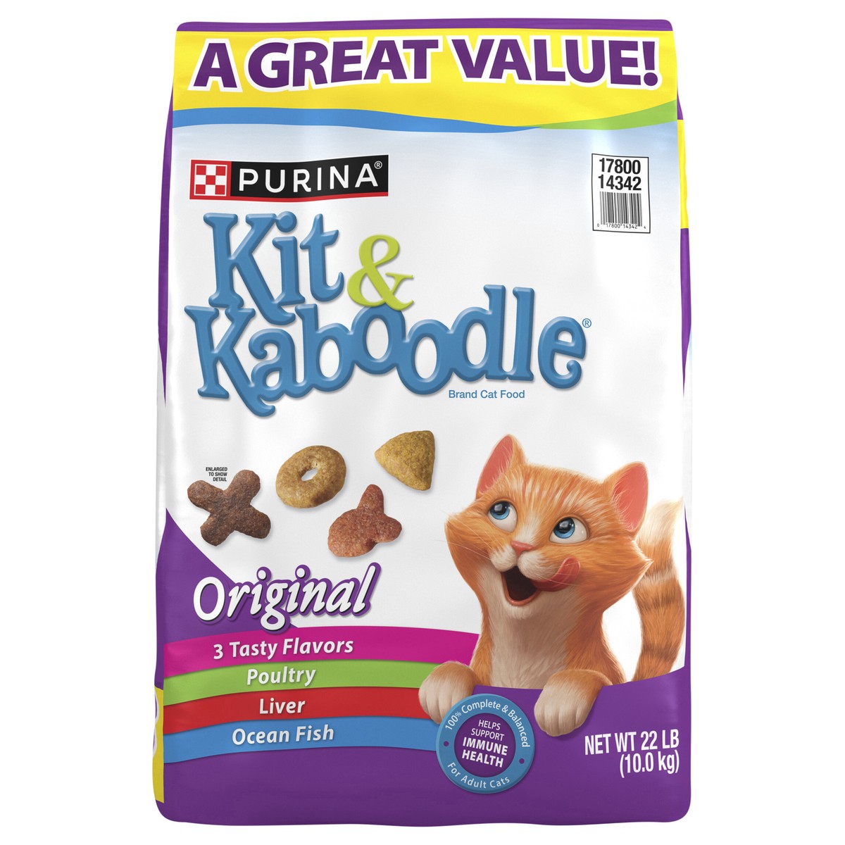 slide 1 of 8, Kit & Kaboodle Purina Kit and Kaboodle Dry Cat Food Original Poultry, Liver and Ocean Fish Flavors - 22 lb. Bag, 22 lb