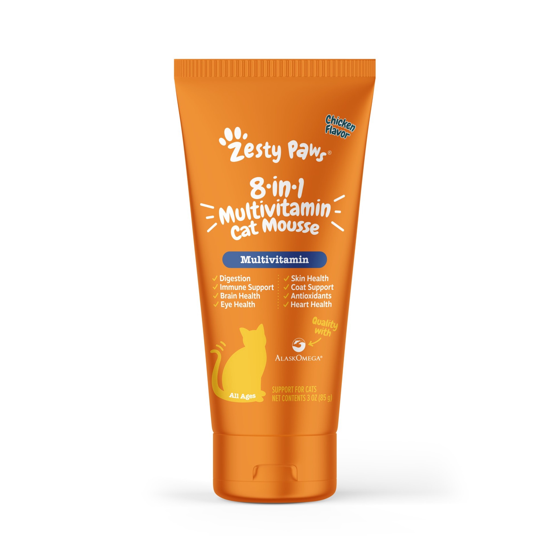 slide 1 of 1, Zesty Paws Cat Mousse Chicken 8-in-1 Multivitamin, 3 oz., 1 ct