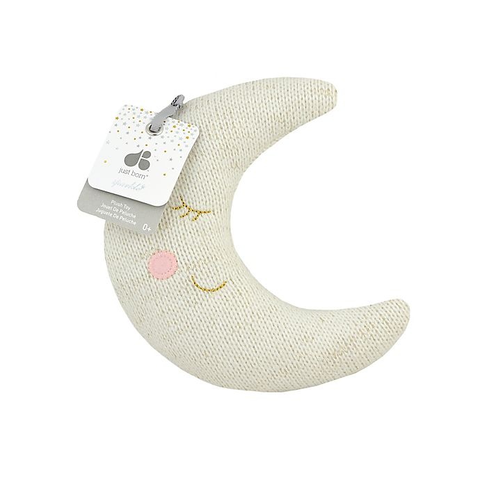 slide 1 of 4, Just Born Sparkle Moon Sweater Knit Plush Toy, 1 ct