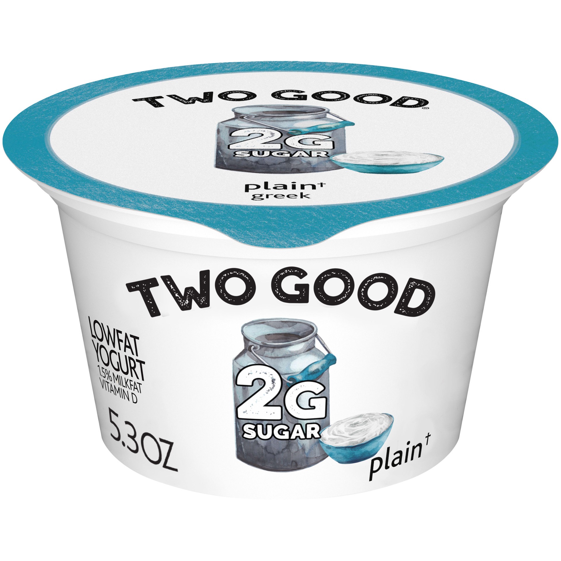 slide 1 of 7, Two Good Low Fat Greek Yogurt, Plain, Lower Sugar, Gluten Free, With 2g of Sugar, 5.3 oz., 5.3 oz