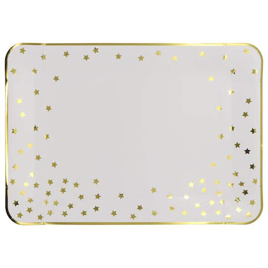 slide 1 of 3, 9" X 13" Gold Stars Paper Serving Trays, 2ct. By Celebrate It, 2 ct