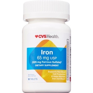 slide 1 of 1, CVS Health Iron Tablets, 90 ct; 65 mg