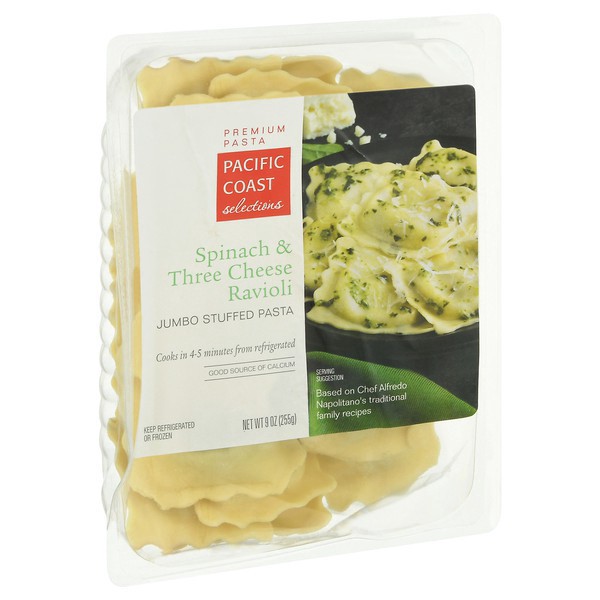 slide 1 of 1, Pacific Coast Selections Jumbo Stuffed Pasta Premium Spinach & Three Cheese Ravioli 9 oz, 9 oz
